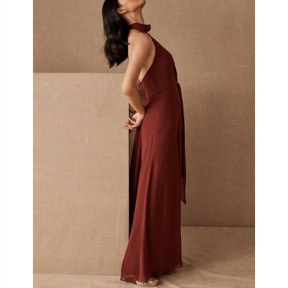 Jenny Yoo Elliyah Maroon Burgundy Halter Dress - Picture 4 of 14